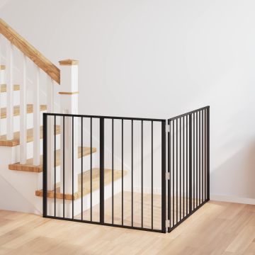 Cancello per cani 2 pz Nero 100 x 80 cm Acciaio zincato