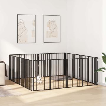 Cancello per cani 8 pz Nero 100 x 80 cm Acciaio zincato