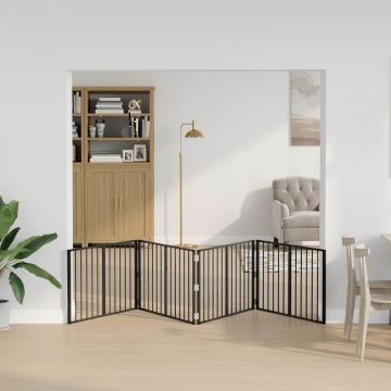 Cancello per cani 4 pz Nero 100 x 60 cm Acciaio zincato