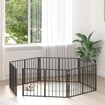 Cancello per cani 6 pz Nero 100 x 60 cm Acciaio zincato