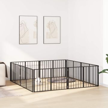 Cancello per cani 8 pz Nero 100 x 60 cm Acciaio zincato