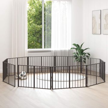 Cancello per cani 10 pz Nero 100 x 60 cm Acciaio zincato