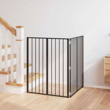 Cancello per cani 2 pz Nero 80 x 100 cm Acciaio zincato