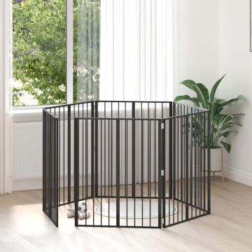 Cancello per cani 6 pz Nero 80 x 100 cm Acciaio zincato
