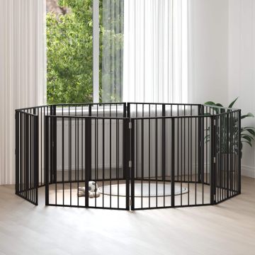 Cancello per cani 8 pz Nero 80 x 80 cm Acciaio zincato