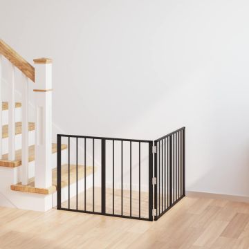 Cancello per cani 2 pz Nero 80 x 60 cm Acciaio zincato