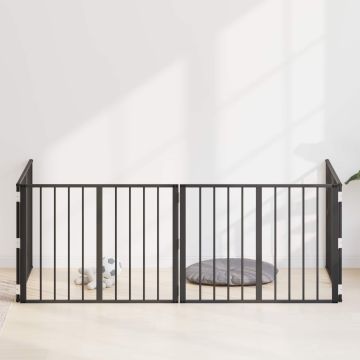 Cancello per cani 4 pz Nero 80 x 60 cm Acciaio zincato