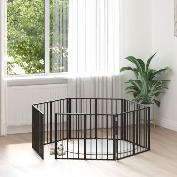 Cancello per cani 6 pz Nero 80 x 60 cm Acciaio zincato