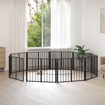 Cancello per cani 10 pz Nero 80 x 60 cm Acciaio zincato