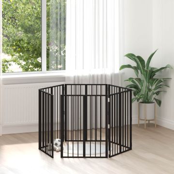 Cancello per cani 6 pz Nero 60 x 80 cm Acciaio zincato