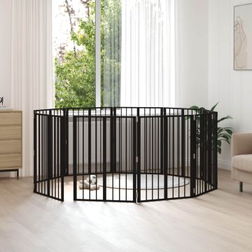 Cancello per cani 10 pz Nero 60 x 80 cm Acciaio zincato