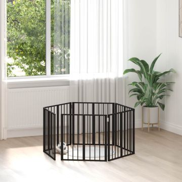 Cancello per cani 6 pz Nero 60 x 60 cm Acciaio zincato