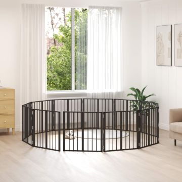 Cancello per cani 12 pz Nero 60 x 60 cm Acciaio zincato