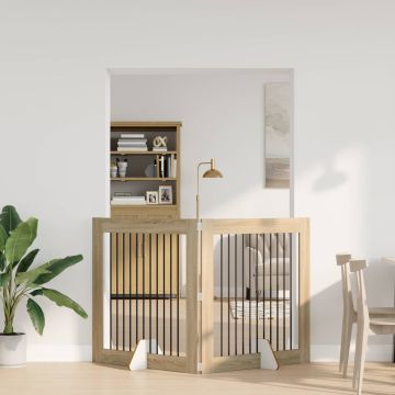Cancello per cani pieghevole con supporti 2 pz Rovere Sonoma