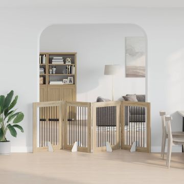 Cancello per cani pieghevole con supporti 4 pz Rovere Sonoma