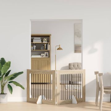 Cancello per cani pieghevole con supporti 2 pz Rovere Sonoma