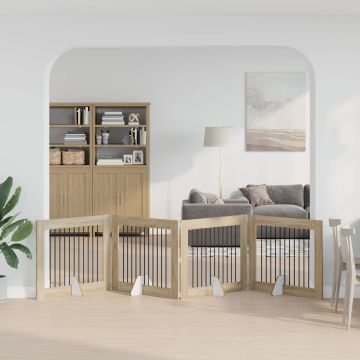 Cancello per cani pieghevole con supporti 4 pz Rovere Sonoma