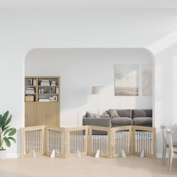 Cancello per cani pieghevole con supporti 6 pz Rovere Sonoma