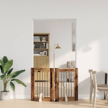 Cancello per cani pieghevole con supporti 2 pz Legno antico