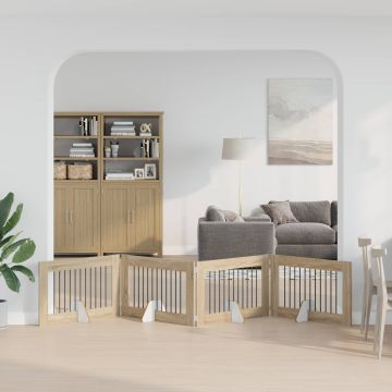 Cancello per cani pieghevole con supporti 4 pz Rovere Sonoma
