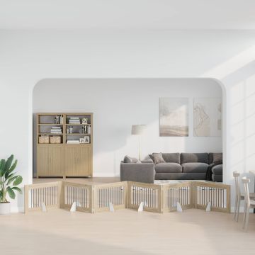 Cancello per cani pieghevole con supporti 6 pz Rovere Sonoma