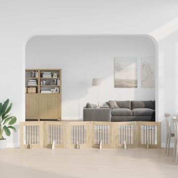 Cancello per cani pieghevole con supporti 6 pz Rovere Sonoma