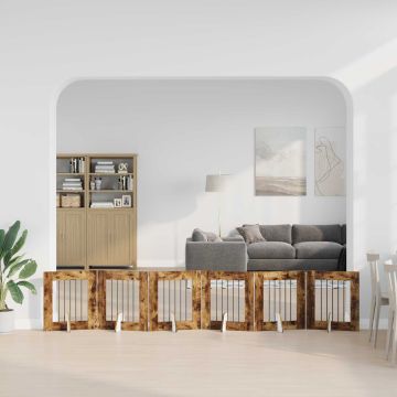 Cancello per cani pieghevole con supporti 6 pz Rovere Fumo