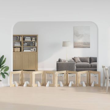 Cancello per cani pieghevole con supporti 8 pz Rovere Sonoma
