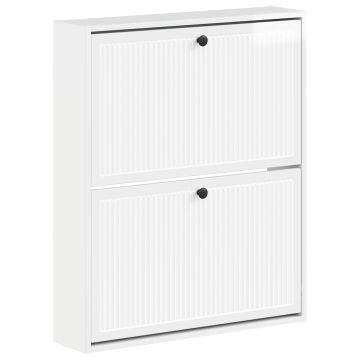 Mobiletto per Scarpe da Muro EDE 71 x 17 x 86 cm Bianco Lucido