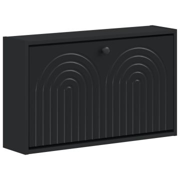 Mobiletto per Scarpe da Muro ALKMAAR 71 x 17 x 43 cm Nero