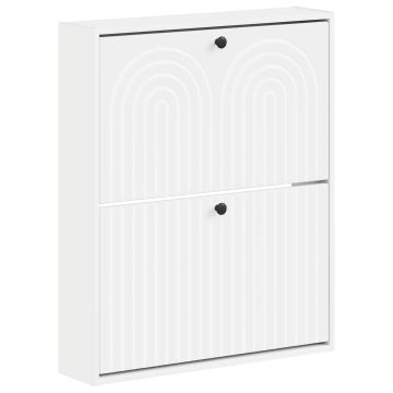 Mobiletto per Scarpe da Muro ALKMAAR 71 x 17 x 86 cm Bianco