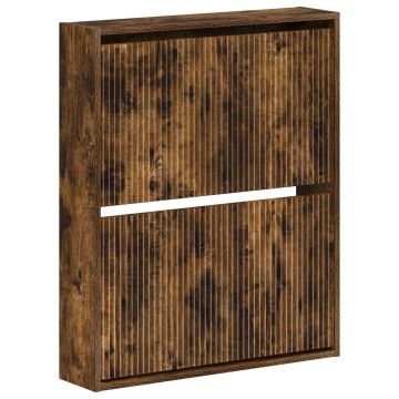 Mobiletto per Scarpe da Muro ARNHEM 71 x 17 x 86 cm Rovere Fumo