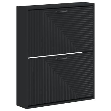 Mobiletto per Scarpe da Muro HAARLEM 71 x 17 x 86 cm Nero