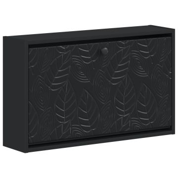 Mobiletto per Scarpe da Muro DELFT 71 x 17 x 43 cm Nero