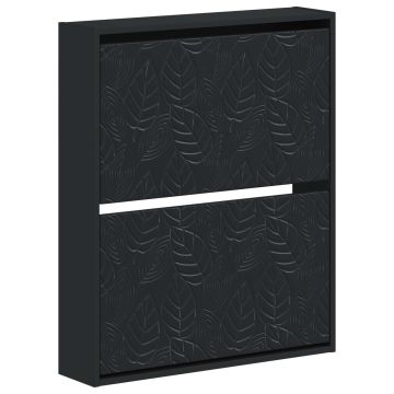 Mobiletto per Scarpe da Muro DELFT 71 x 17 x 86 cm Nero