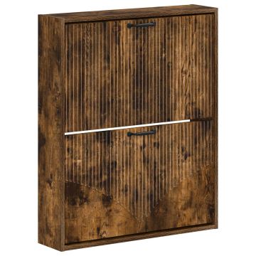 Mobiletto per Scarpe da Muro HOORN 71 x 17 x 86 cm Rovere Fumo