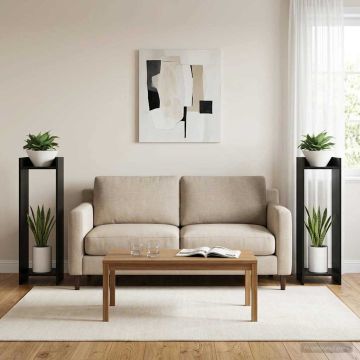 Supporto per piante 2 pz Rovere Nero 30 x 30 x 100 cm