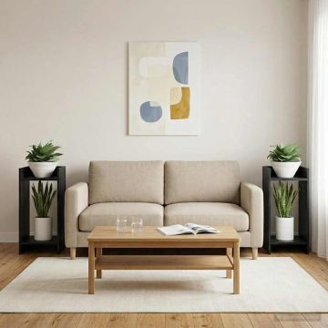 Supporto per piante Rovere Nero 30 x 30 x 60 cm