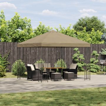 Gazebo 3 x 3 m Beige Poliestere e Acciaio 190 gsm