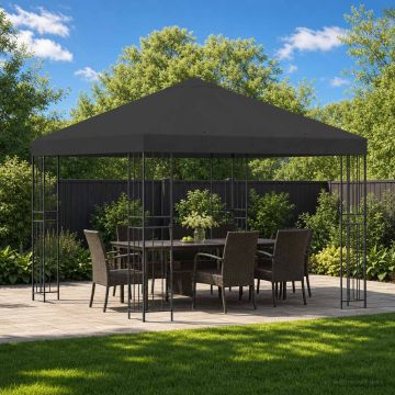 Gazebo 3 x 3 m Antracite Poliestere e Acciaio 190 gsm