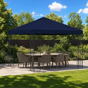Gazebo 3 x 3 m Blu Poliestere e Acciaio 190 gsm