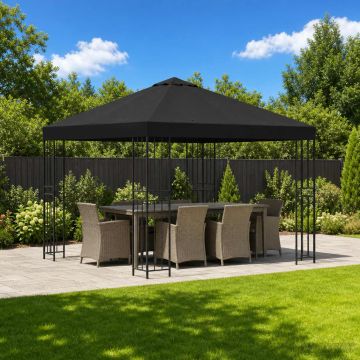 Gazebo 3 x 3 m Nero Poliestere e Acciaio 190 gsm
