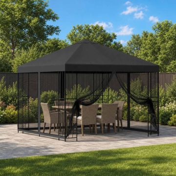 Gazebo da giardino con pareti laterali 3 x 3 m Antracite