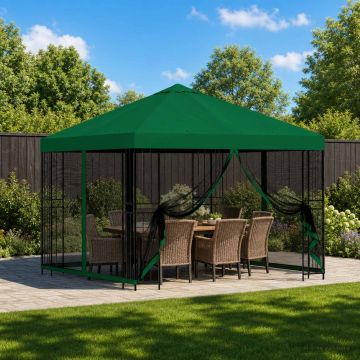 Gazebo da giardino con pareti laterali 3 x 3 m Verde