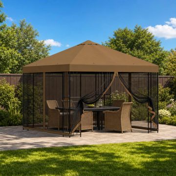 Gazebo da giardino con pareti laterali 3 x 3 m Tortora