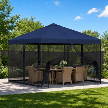 Gazebo da giardino con pareti laterali 3 x 3 m Blu