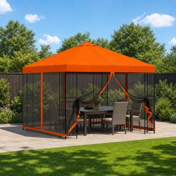 Gazebo da giardino con pareti laterali 3 x 3 m Arancione