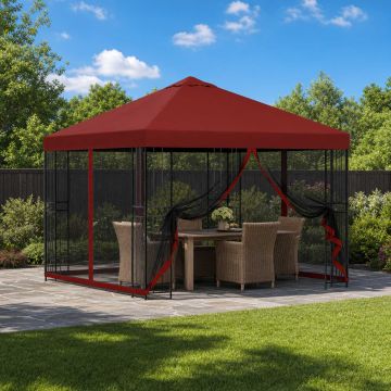Gazebo da giardino con pareti laterali 3 x 3 m Borgogna