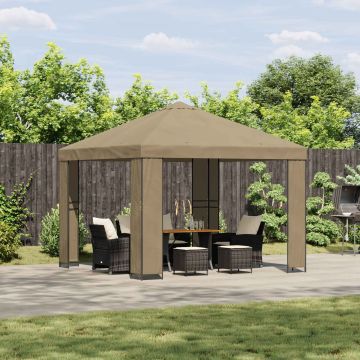 Gazebo 3 x 3 m Beige Poliestere e Acciaio 190 gsm