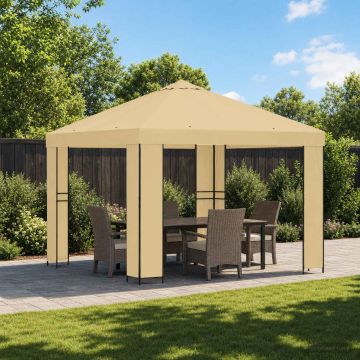 Gazebo 3 x 3 m Crema Poliestere e Acciaio 190 gsm